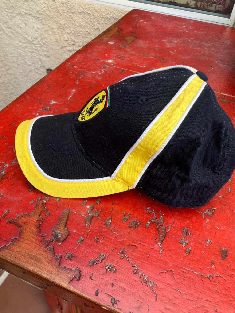 VTG 2000 Ferrari Cap Yellow Black Adjustable IDEA Official License Baseball Hat - Picture 2 of 7